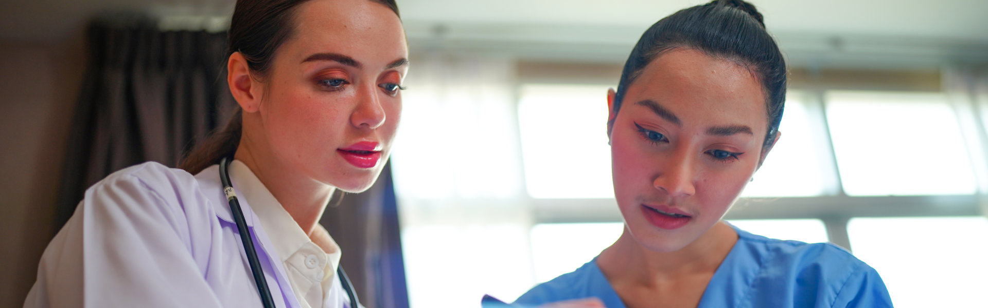 two women talking